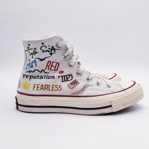 Taylor Swift Eras Tour Custom White Converse  High Top Sneaker‎ Women's Size 7.5